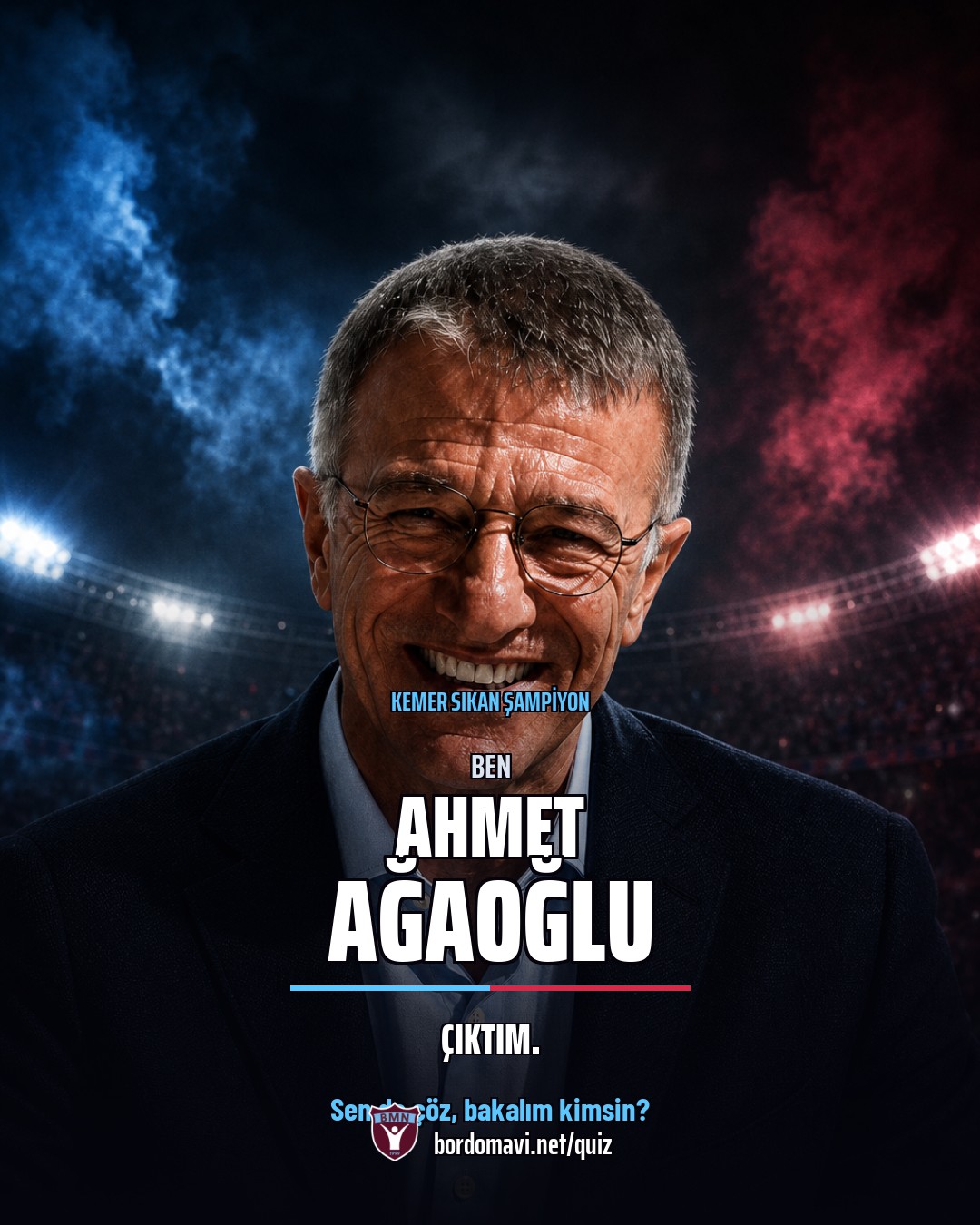 Ben Ahmet Ağaoğlu çıktım yazısı, portre ve bordomavi.net/quiz