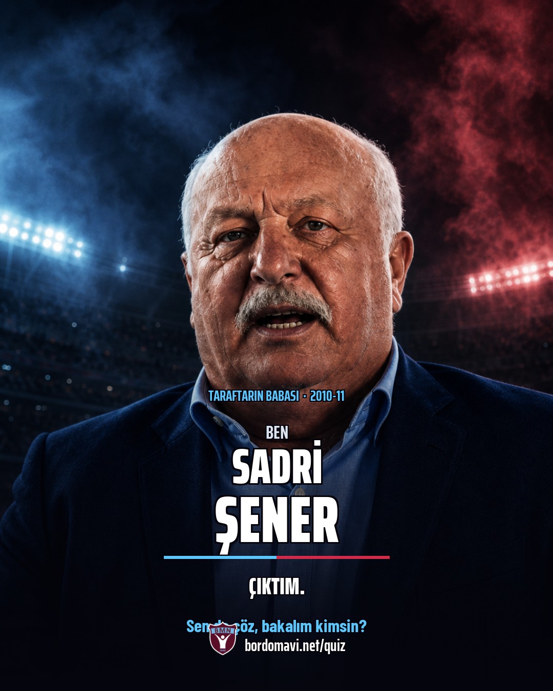 Ben Sadri Şener çıktım yazısı, portre ve bordomavi.net/quiz