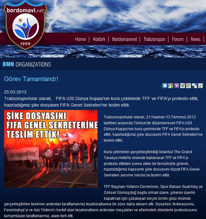 Şike dosyasının FIFA genel sekreterine teslim edildiği BMN haberi