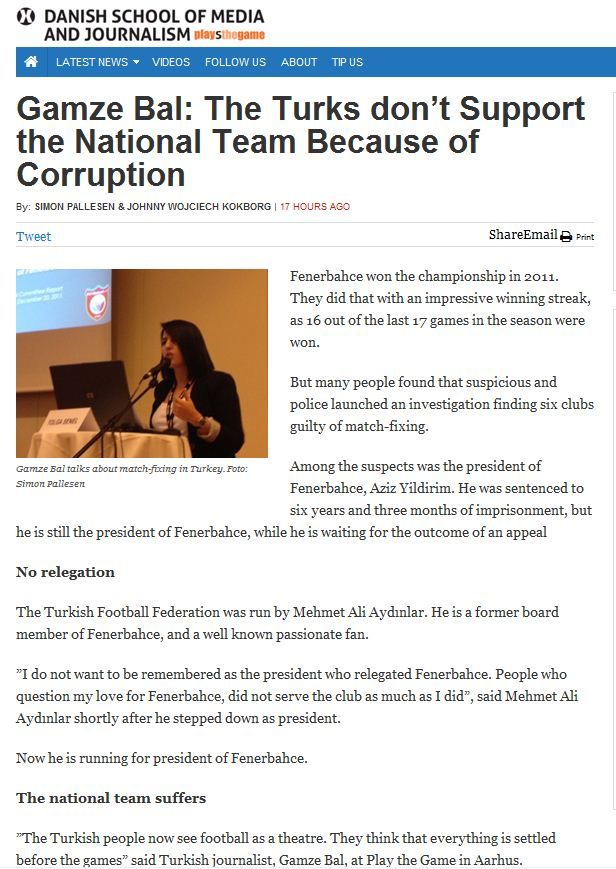 Play the Game haberi: Gamze Bal, The Turks don't support the national team because of corruption