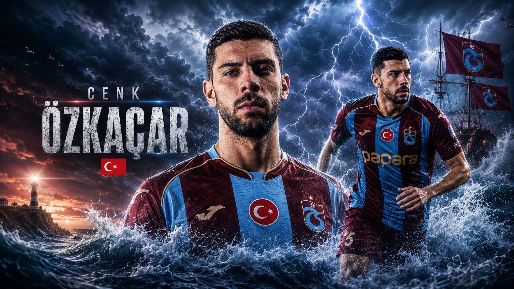 Cenk Özkaçar, fırtına ve deniz üzerinde 5 numara Trabzonspor formasıyla